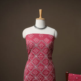 Kutch Bandhani Sequin Work Satin Cotton Unstitched Dress Material: Kurta, Bottom & Dupatta 10