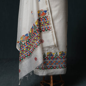 Madhubani Handpainted Chanderi Silk 2pc Unstitched Dress Material Kurta Set 11