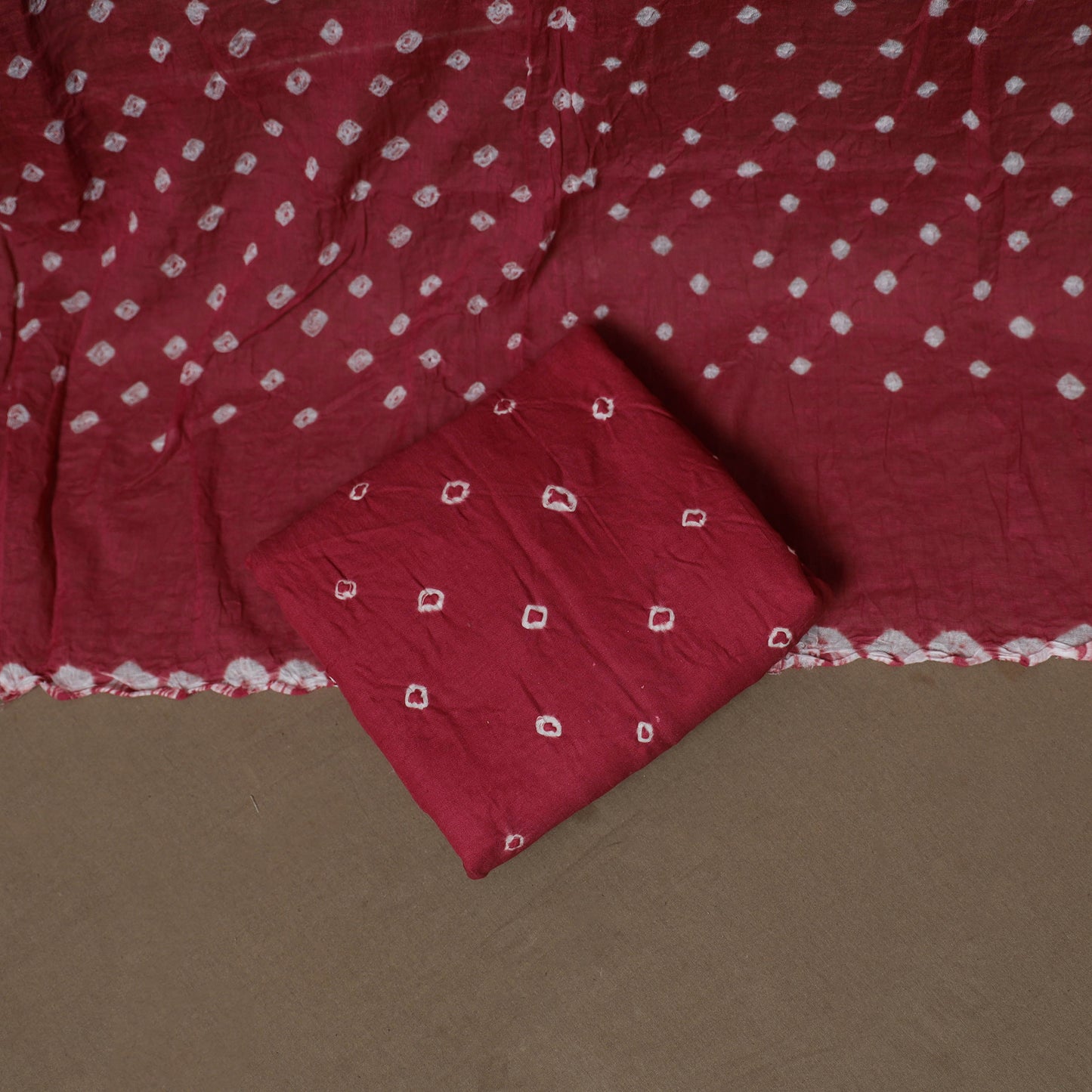 Kutch Bandhani Sequin Work Satin Cotton Unstitched Dress Material: Kurta, Bottom & Dupatta 10