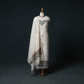 White - Madhubani Handpainted Chanderi Silk 2pc Unstitched Dress Material Kurta Set 12