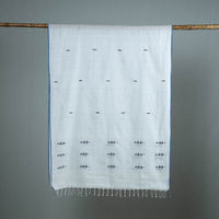 White - Burdwan Jamdani Cotton Handloom Stole with Tassels 49