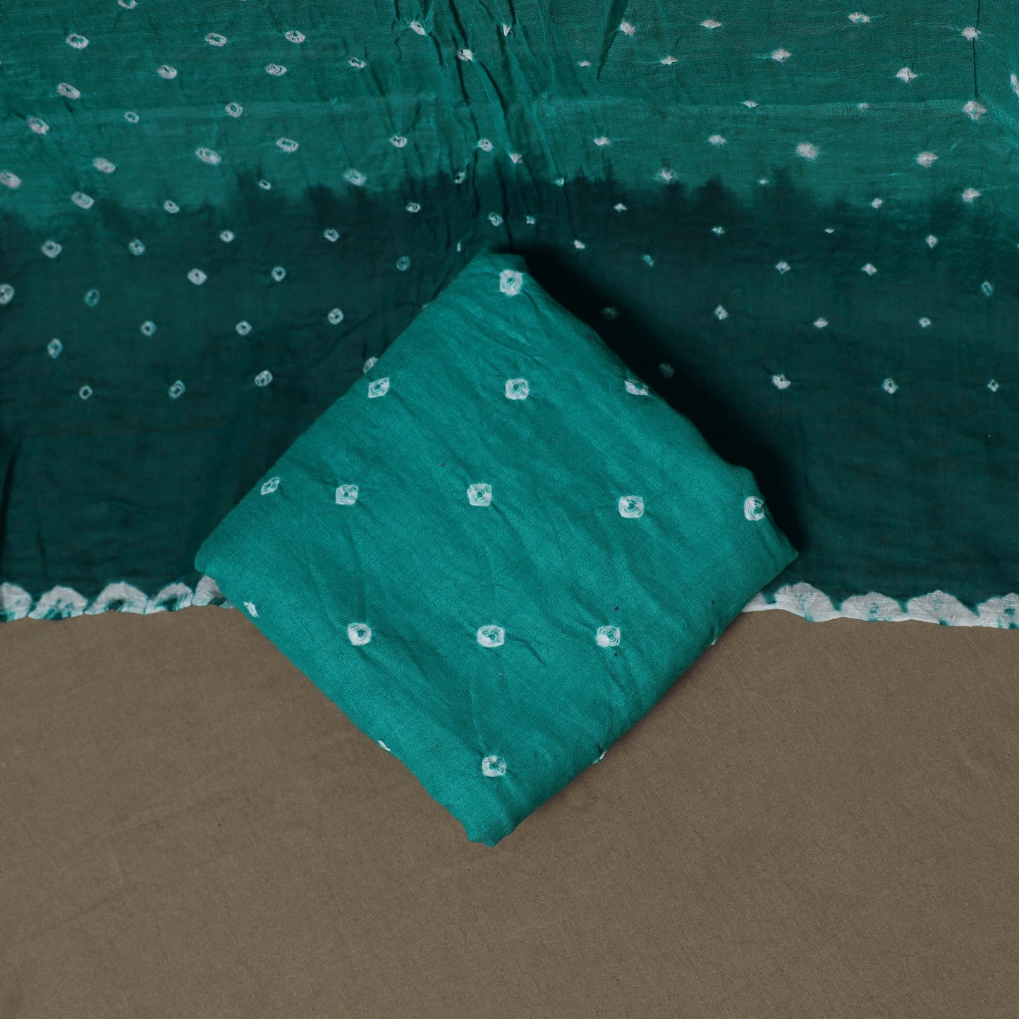 Kutch Bandhani Sequin Work Satin Cotton Unstitched Dress Material: Kurta, Bottom & Dupatta 11