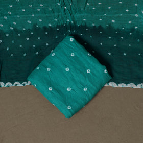 Kutch Bandhani Sequin Work Satin Cotton Unstitched Dress Material: Kurta, Bottom & Dupatta 11