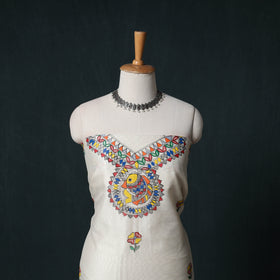 Madhubani Handpainted Chanderi Silk 2pc Unstitched Dress Material Kurta Set 13