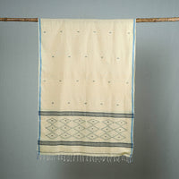 Yellow - Burdwan Jamdani Cotton Handloom Stole with Tassels 41