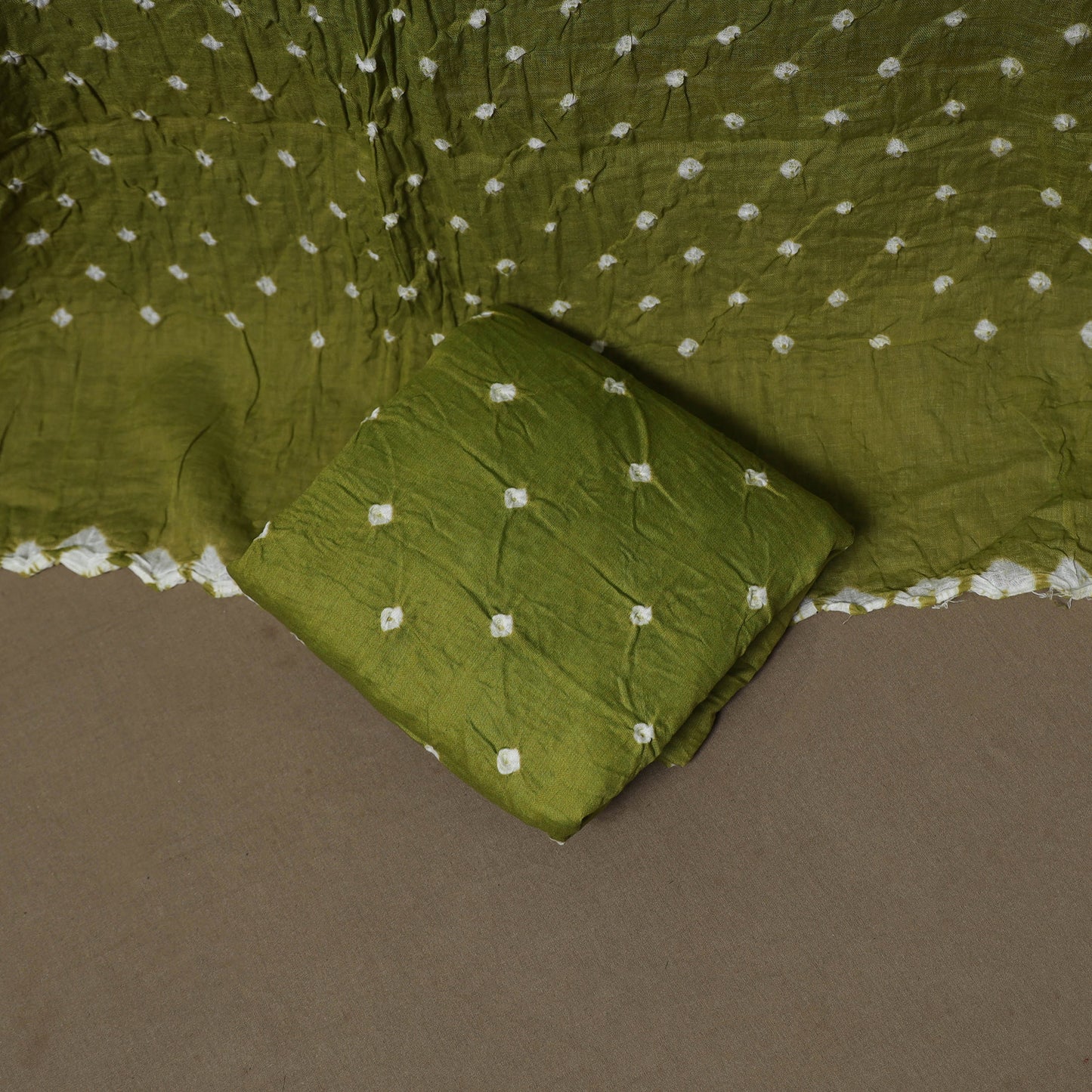 Kutch Bandhani Sequin Work Satin Cotton Unstitched Dress Material: Kurta, Bottom & Dupatta 12