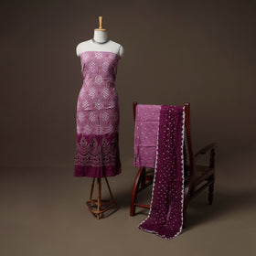 Kutch Bandhani Sequin Work Satin Cotton Unstitched Dress Material: Kurta, Bottom & Dupatta 13
