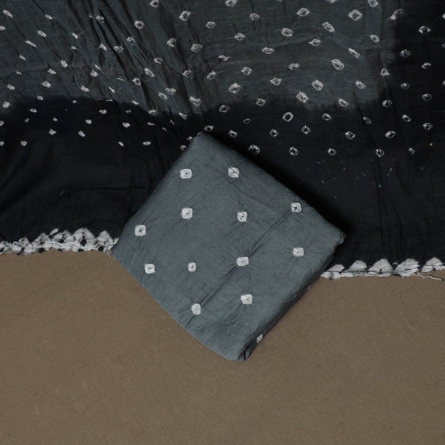 Kutch Bandhani Sequin Work Satin Cotton Unstitched Dress Material: Kurta, Bottom & Dupatta 14