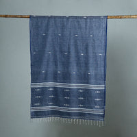 Blue - Burdwan Jamdani Cotton Handloom Stole with Tassels 27