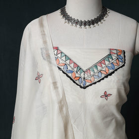 Madhubani Handpainted Chanderi Silk 2pc Unstitched Dress Material Kurta Set 17