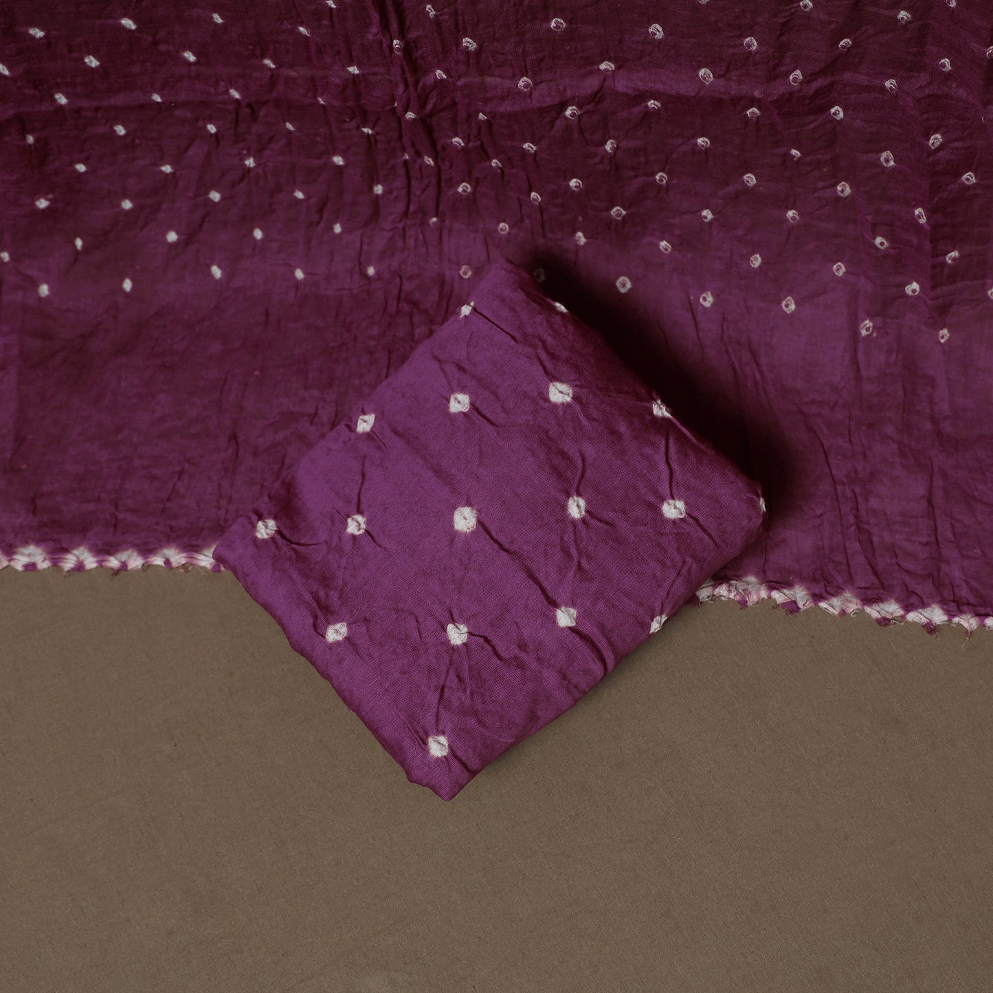 Kutch Bandhani Sequin Work Satin Cotton Unstitched Dress Material: Kurta, Bottom & Dupatta 15