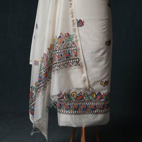 Madhubani Handpainted Chanderi Silk 2pc Unstitched Dress Material Kurta Set 18