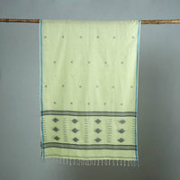 Yellow - Burdwan Jamdani Cotton Handloom Stole with Tassels 20