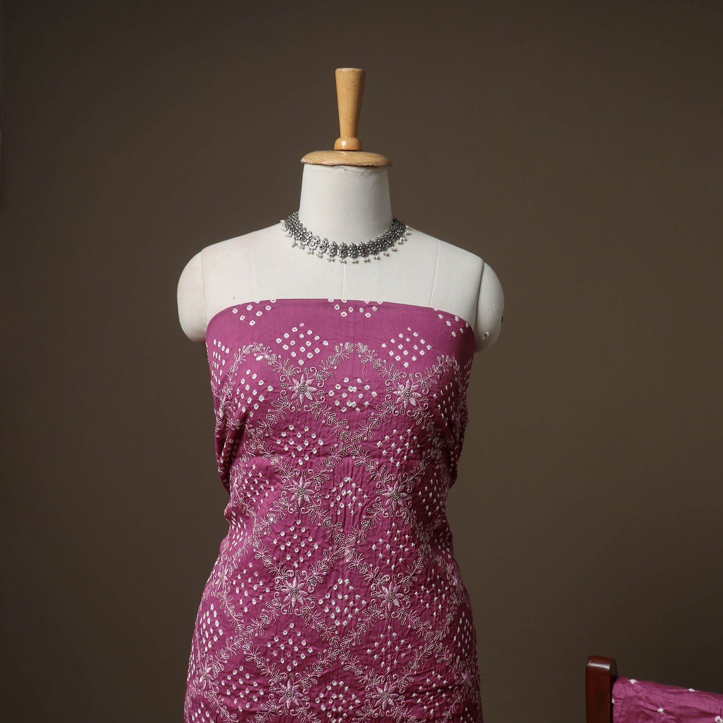 Kutch Bandhani Sequin Work Satin Cotton Unstitched Dress Material: Kurta, Bottom & Dupatta 16