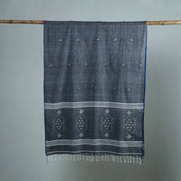 Grey - Burdwan Jamdani Cotton Handloom Stole with Tassels 19