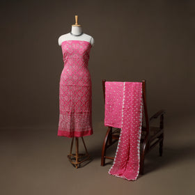 Kutch Bandhani Sequin Work Satin Cotton Unstitched Dress Material: Kurta, Bottom & Dupatta 17