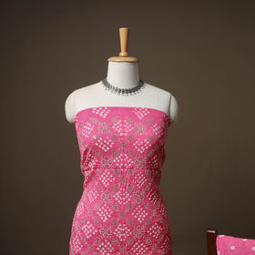 Kutch Bandhani Sequin Work Satin Cotton Unstitched Dress Material: Kurta, Bottom & Dupatta 17
