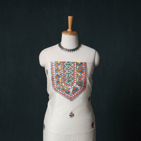 Madhubani Handpainted Chanderi Silk 2pc Unstitched Dress Material Kurta Set 19