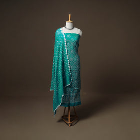 Kutch Bandhani Sequin Work Satin Cotton Unstitched Dress Material: Kurta, Bottom & Dupatta 18