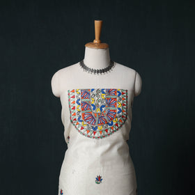 Madhubani Handpainted Chanderi Silk 2pc Unstitched Dress Material Kurta Set 20
