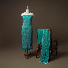 Kutch Bandhani Sequin Work Satin Cotton Unstitched Dress Material: Kurta, Bottom & Dupatta 18