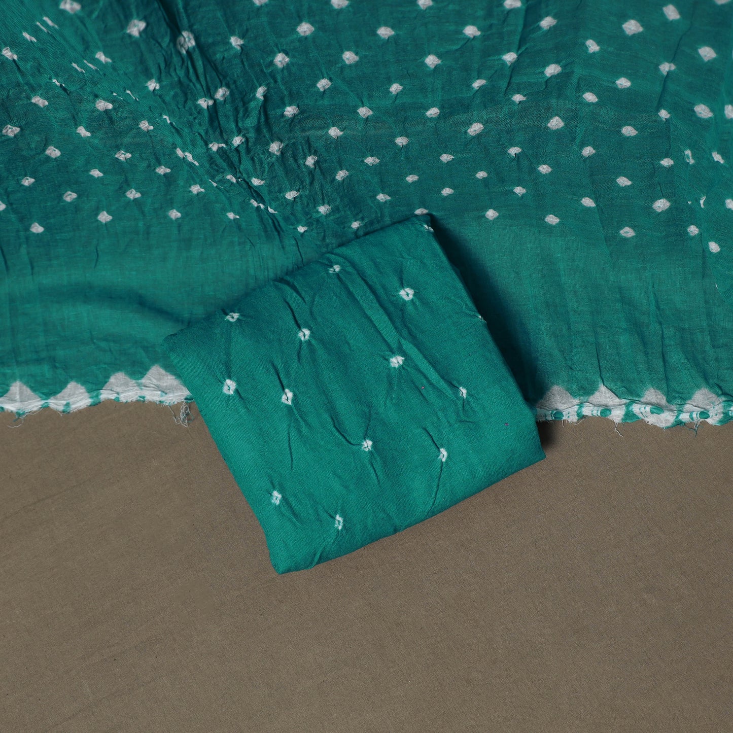 Kutch Bandhani Sequin Work Satin Cotton Unstitched Dress Material: Kurta, Bottom & Dupatta 18