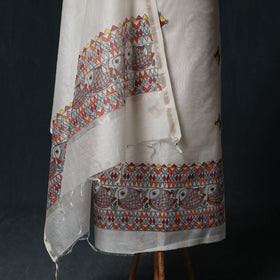 Madhubani Handpainted Chanderi Silk 2pc Unstitched Dress Material Kurta Set 21