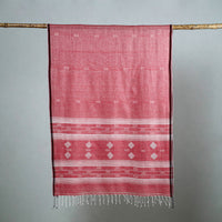 Pink - Burdwan Jamdani Cotton Handloom Stole with Tassels 03