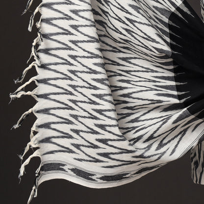 White - 3pc Pochampally Ikat Weave Handloom Cotton Suit Material Set 02