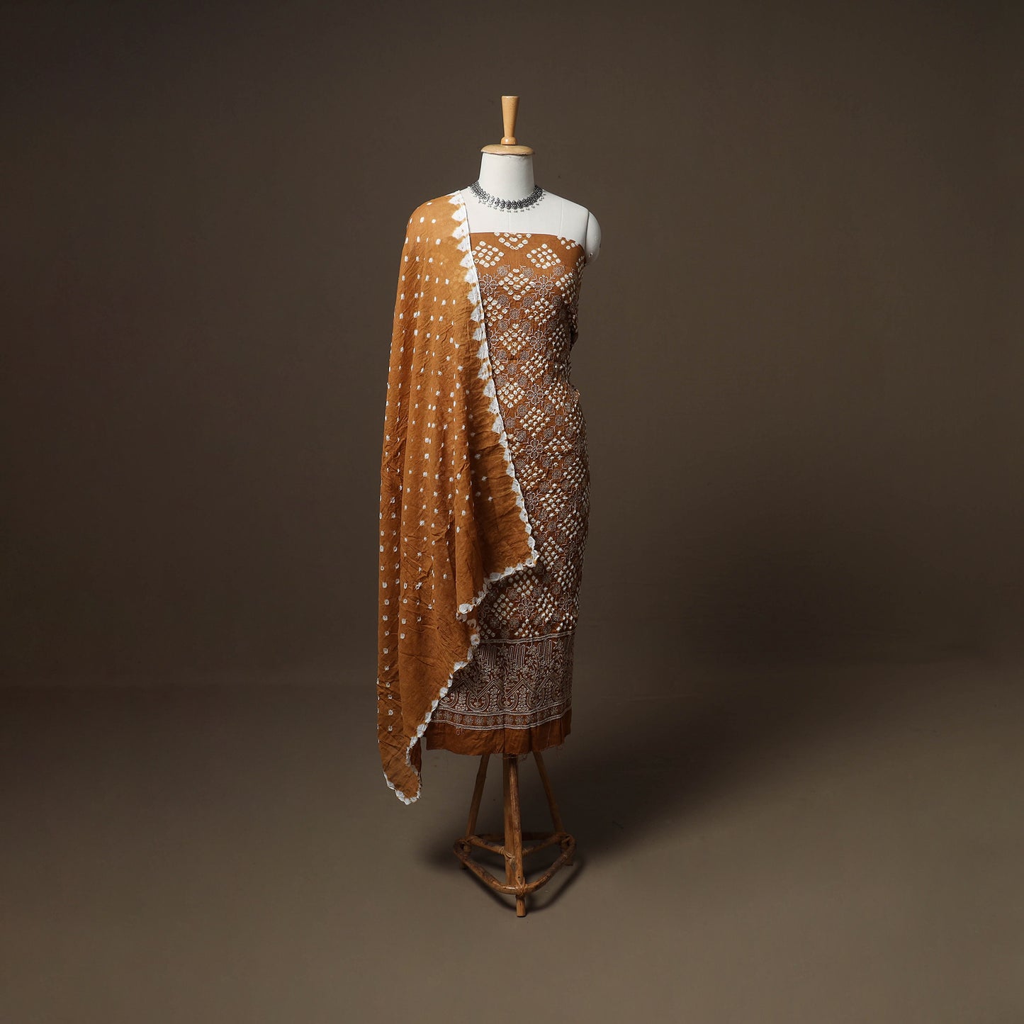 Kutch Bandhani Sequin Work Satin Cotton Unstitched Dress Material: Kurta, Bottom & Dupatta 19