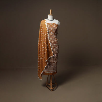 Kutch Bandhani Sequin Work Satin Cotton Unstitched Dress Material: Kurta, Bottom & Dupatta 19