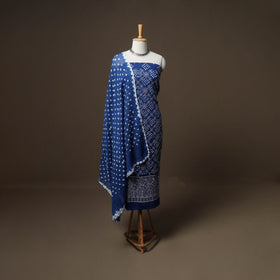 Kutch Bandhani Sequin Work Satin Cotton Unstitched Dress Material: Kurta, Bottom & Dupatta 20