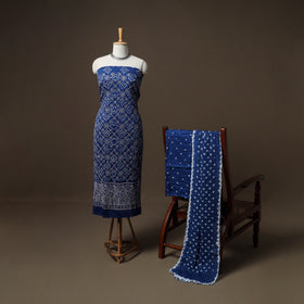 Kutch Bandhani Sequin Work Satin Cotton Unstitched Dress Material: Kurta, Bottom & Dupatta 20