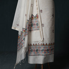 Madhubani Handpainted Chanderi Silk 2pc Unstitched Dress Material Kurta Set 22