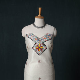 Madhubani Handpainted Chanderi Silk 2pc Unstitched Dress Material Kurta Set 22