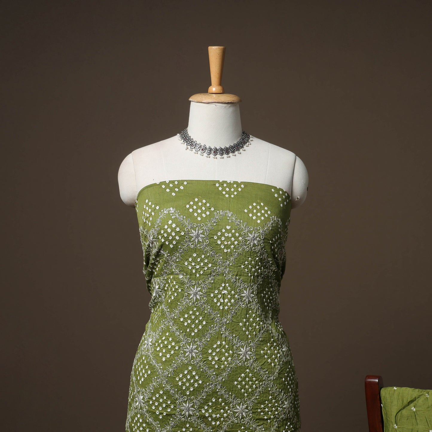 Kutch Bandhani Sequin Work Satin Cotton Unstitched Dress Material: Kurta, Bottom & Dupatta 21
