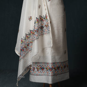 Madhubani Handpainted Chanderi Silk 2pc Unstitched Dress Material Kurta Set 23