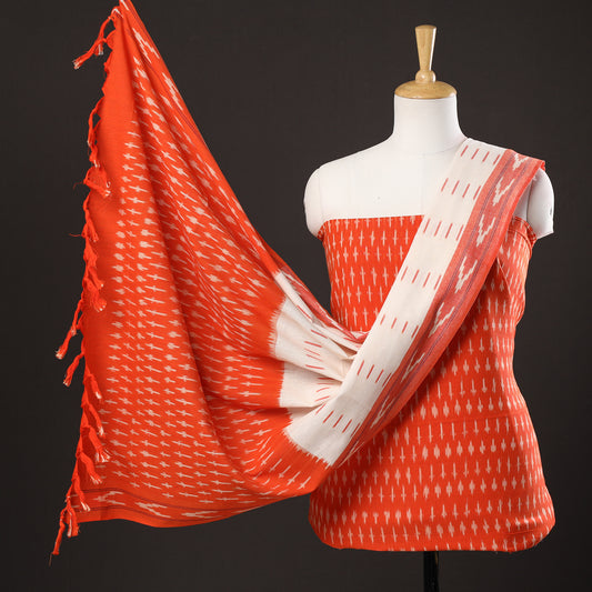 3pc Pochampally Ikat Weave Handloom Cotton Suit Material Set 08