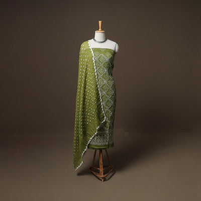 Kutch Bandhani Sequin Work Satin Cotton Unstitched Dress Material: Kurta, Bottom & Dupatta 21