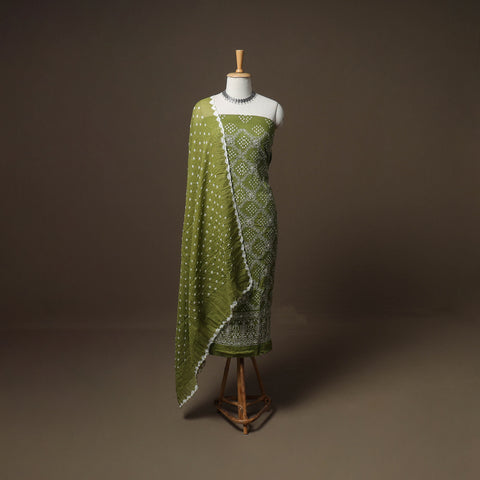 Kutch Bandhani Sequin Work Satin Cotton Unstitched Dress Material: Kurta, Bottom & Dupatta 21