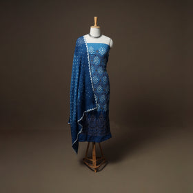 Kutch Bandhani Sequin Work Satin Cotton Unstitched Dress Material: Kurta, Bottom & Dupatta 22