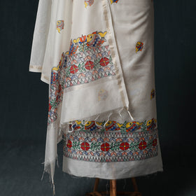 Madhubani Handpainted Chanderi Silk 2pc Unstitched Dress Material Kurta Set 24