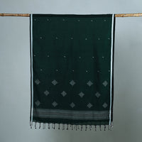 Green - Burdwan Jamdani Cotton Handloom Stole with Tassels 18