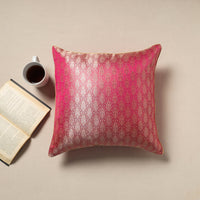 Pink - Silk Banarasi Cushion Cover with Zari Work 17