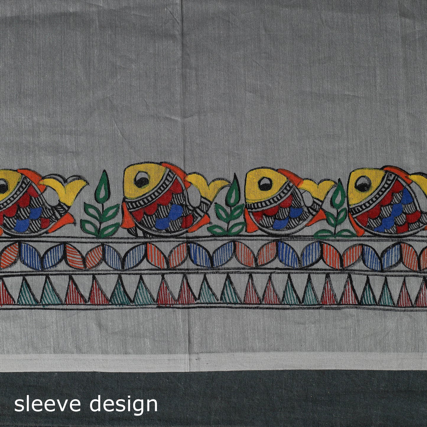 Madhubani Handpainted Chanderi Silk 2pc Unstitched Dress Material Kurta Set 24