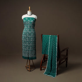 Kutch Bandhani Sequin Work Satin Cotton Unstitched Dress Material: Kurta, Bottom & Dupatta 23