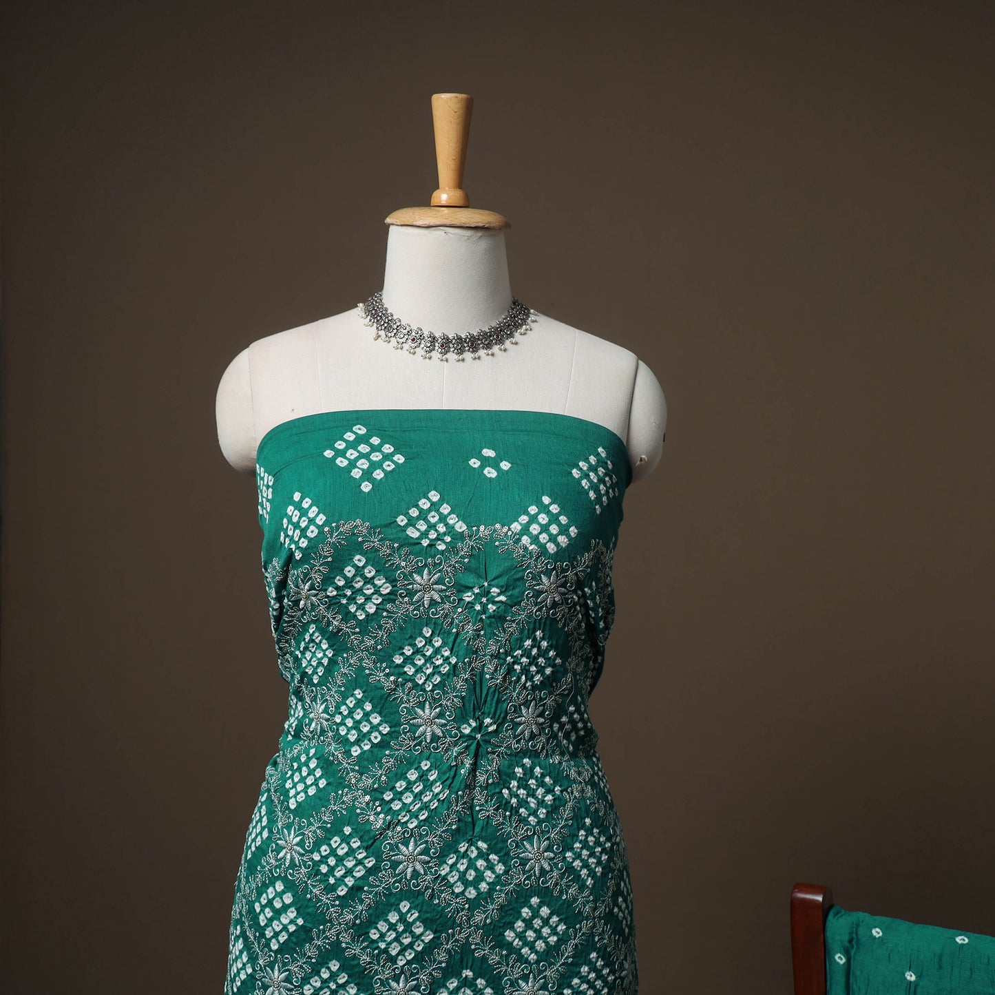 Kutch Bandhani Sequin Work Satin Cotton Unstitched Dress Material: Kurta, Bottom & Dupatta 23