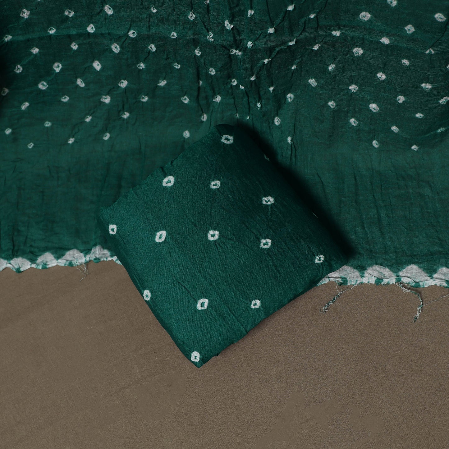 Kutch Bandhani Sequin Work Satin Cotton Unstitched Dress Material: Kurta, Bottom & Dupatta 23