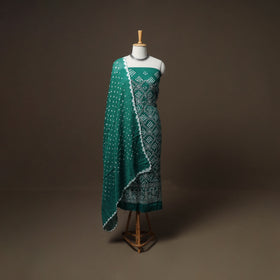 Kutch Bandhani Sequin Work Satin Cotton Unstitched Dress Material: Kurta, Bottom & Dupatta 23