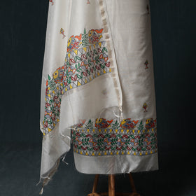 Madhubani Handpainted Chanderi Silk 2pc Unstitched Dress Material Kurta Set 26